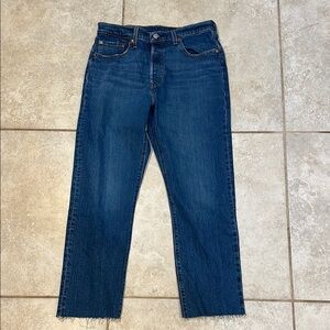 Levi’s 501 Relaxed Straight Crop Jeans 29 Frayed Hem